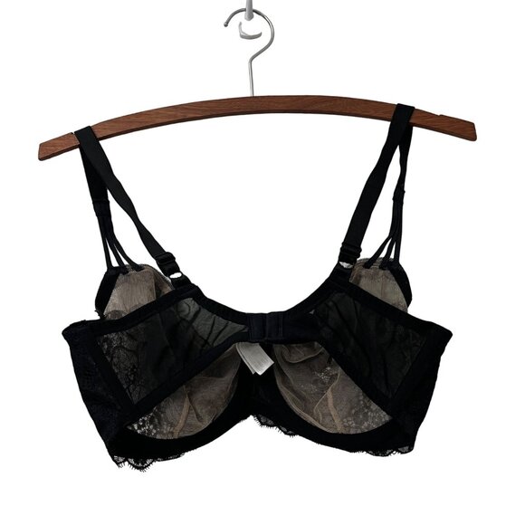 Wacoal Black Nude Sheer Lace Mesh Wired Bra Size 34DD - Picture 3 of 5